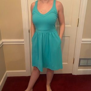 Comfy blue work dress with pockets